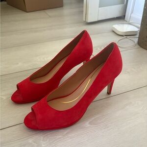 Elegant Red Peep-Toe Heels